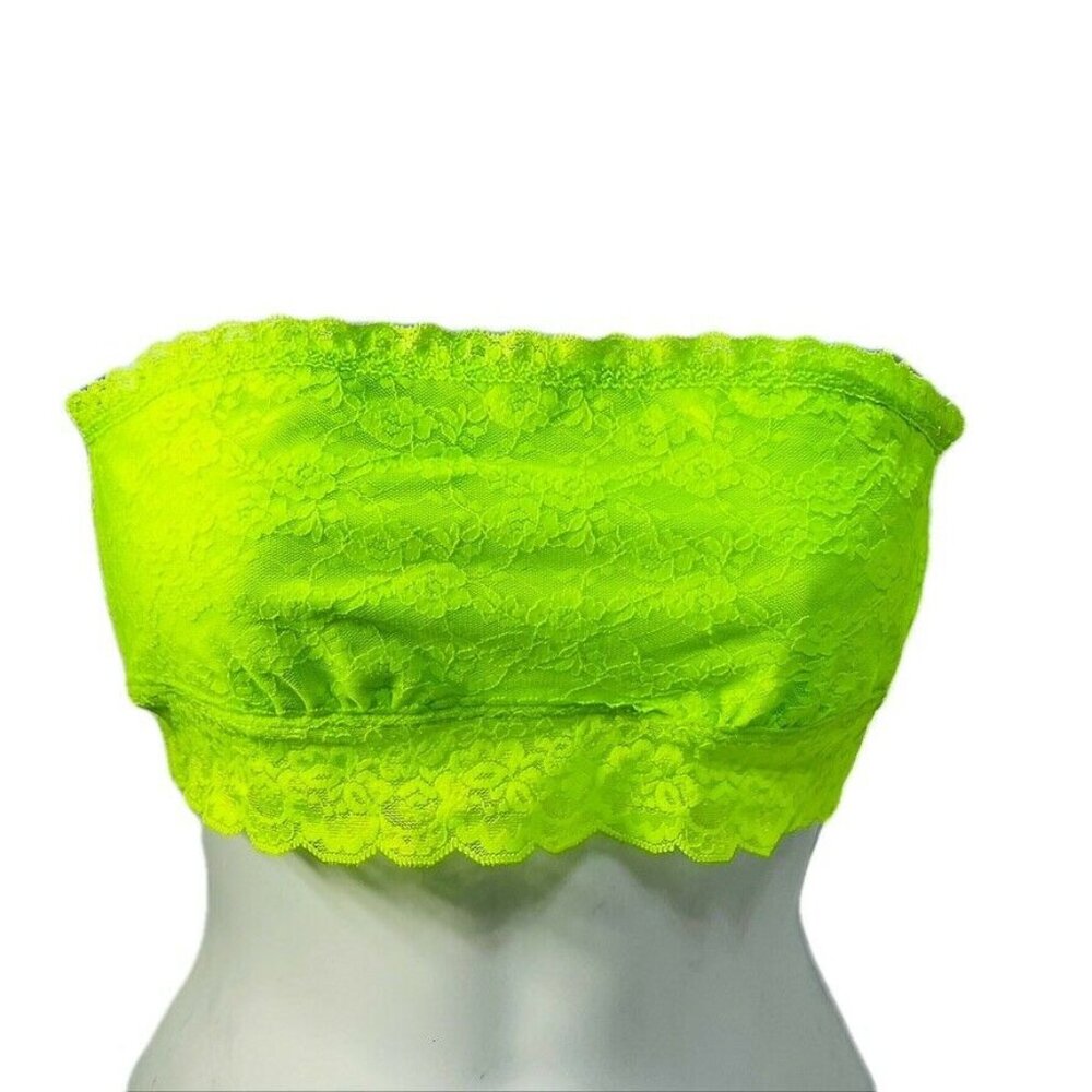 Victorias Secret Pink Lace Bandeau Top Neon Green M/M